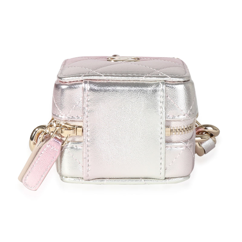 Chanel Metallic Lambskin Quilted Coco Punk Clutch With Chain Leather Handbag