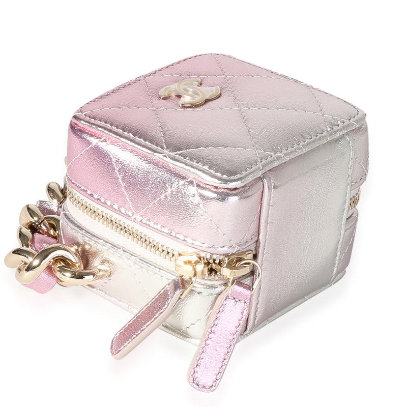 Chanel Metallic Lambskin Quilted Coco Punk Clutch With Chain Leather Handbag