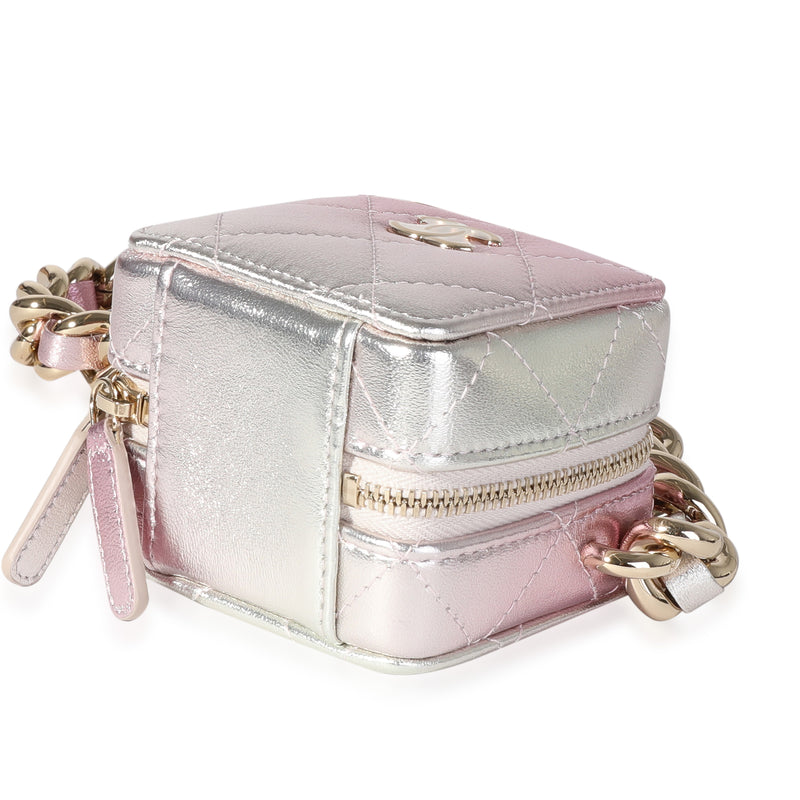 Chanel Metallic Lambskin Quilted Coco Punk Clutch With Chain Leather Handbag
