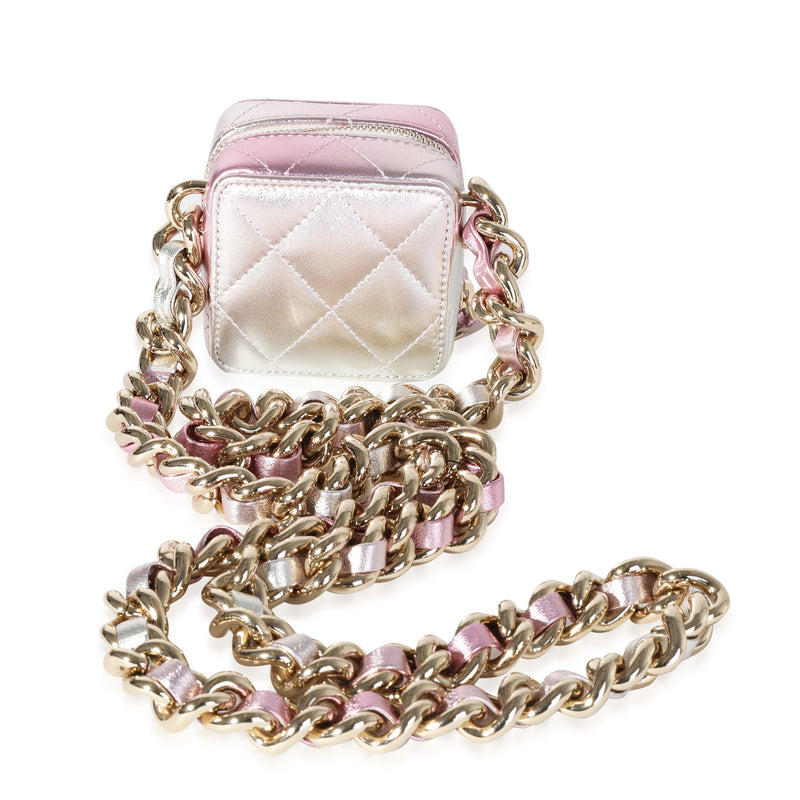 Chanel Metallic Lambskin Quilted Coco Punk Clutch With Chain Leather Handbag