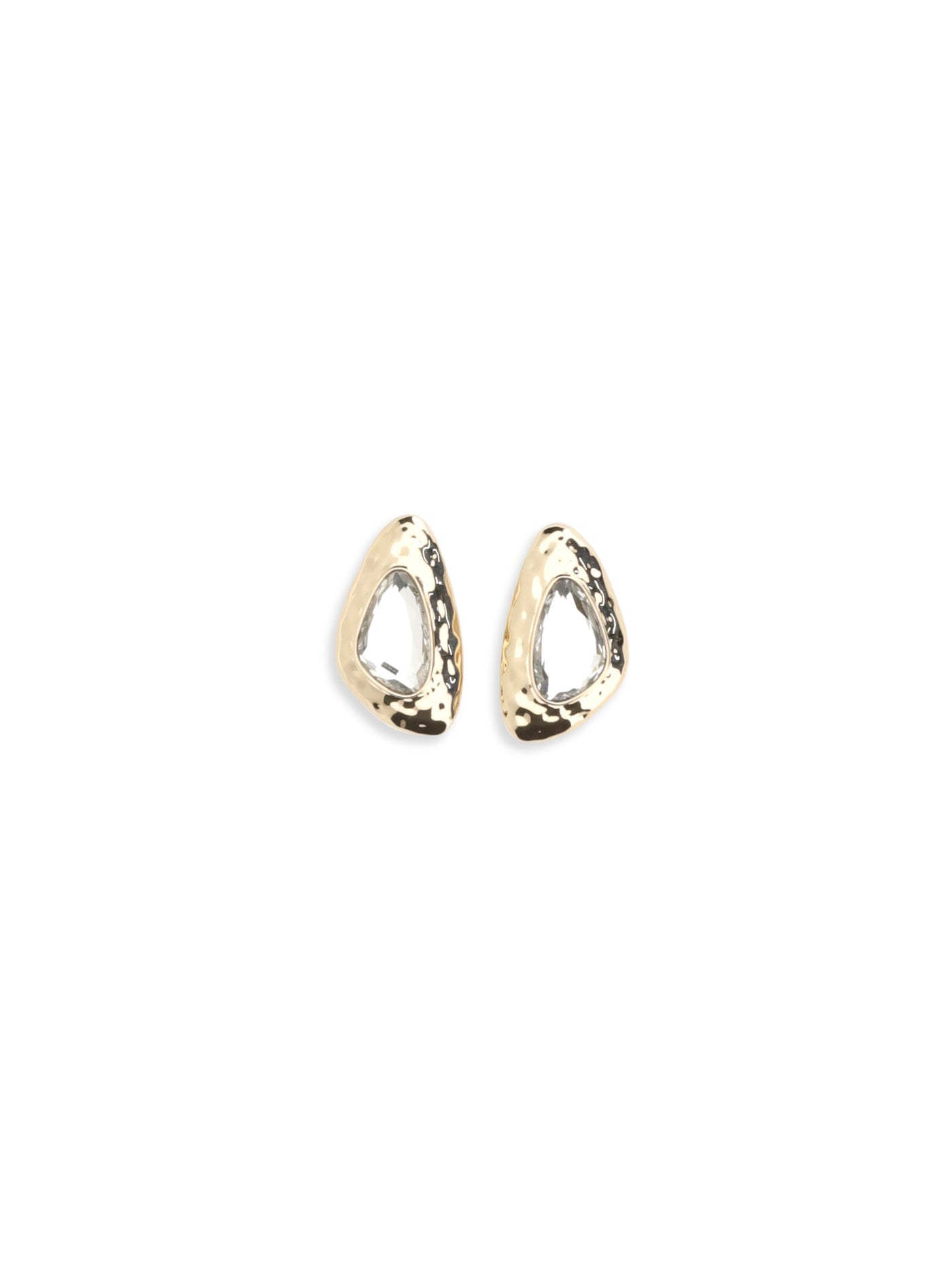 Self-Portrait Hammered Crystal Earrings — Gold Brass