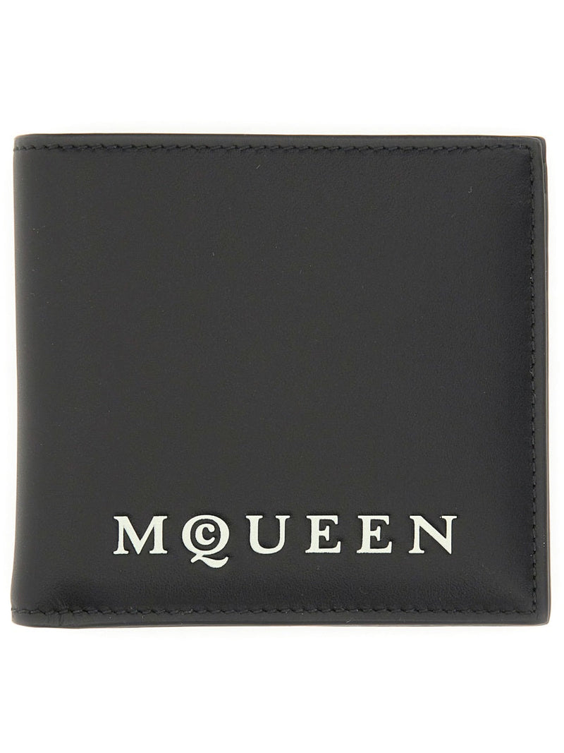Alexander Mcqueen Logo-Embossed Calfskin Bifold Wallet — Black Main: Calf Skin & Purses