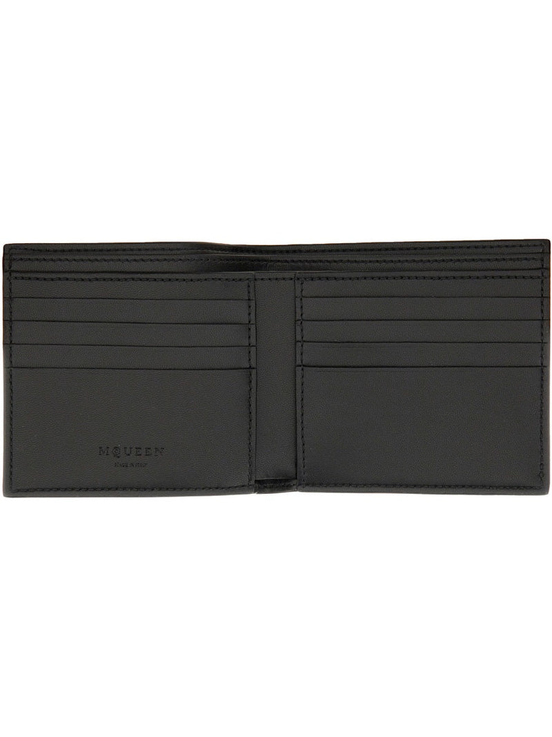 Alexander Mcqueen Logo-Embossed Calfskin Bifold Wallet — Black Main: Calf Skin & Purses