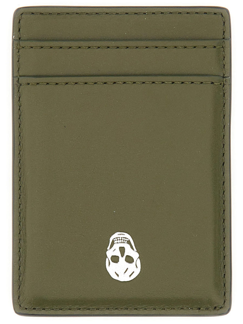 Alexander Mcqueen Skull Magnetic Card Case — Brown Main: Calf Skin Wallets & Purses