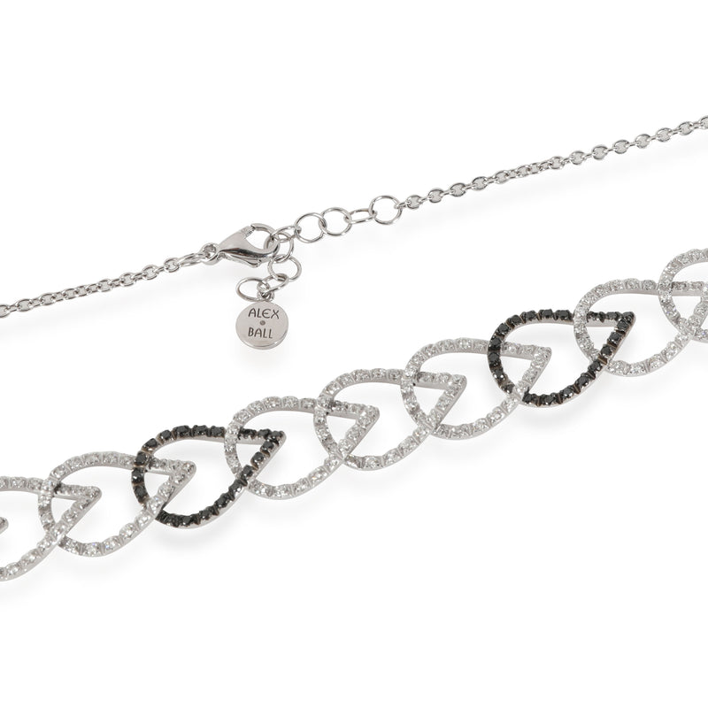 Black & White Looped Pear Shape Motif Diamond Necklace, 18k Gold 1.77 Ctw Fashion Necklace