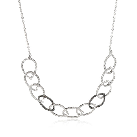Black & White Looped Pear Shape Motif Diamond Necklace, 18k Gold 1.77 Ctw Fashion Necklace
