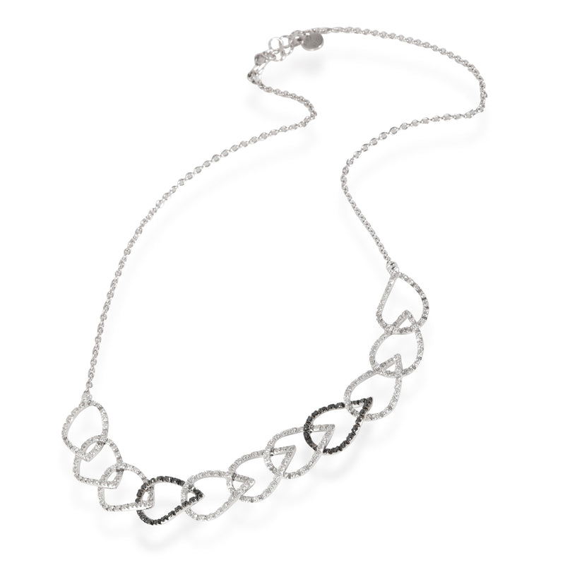 Black & White Looped Pear Shape Motif Diamond Necklace, 18k Gold 1.77 Ctw Fashion Necklace