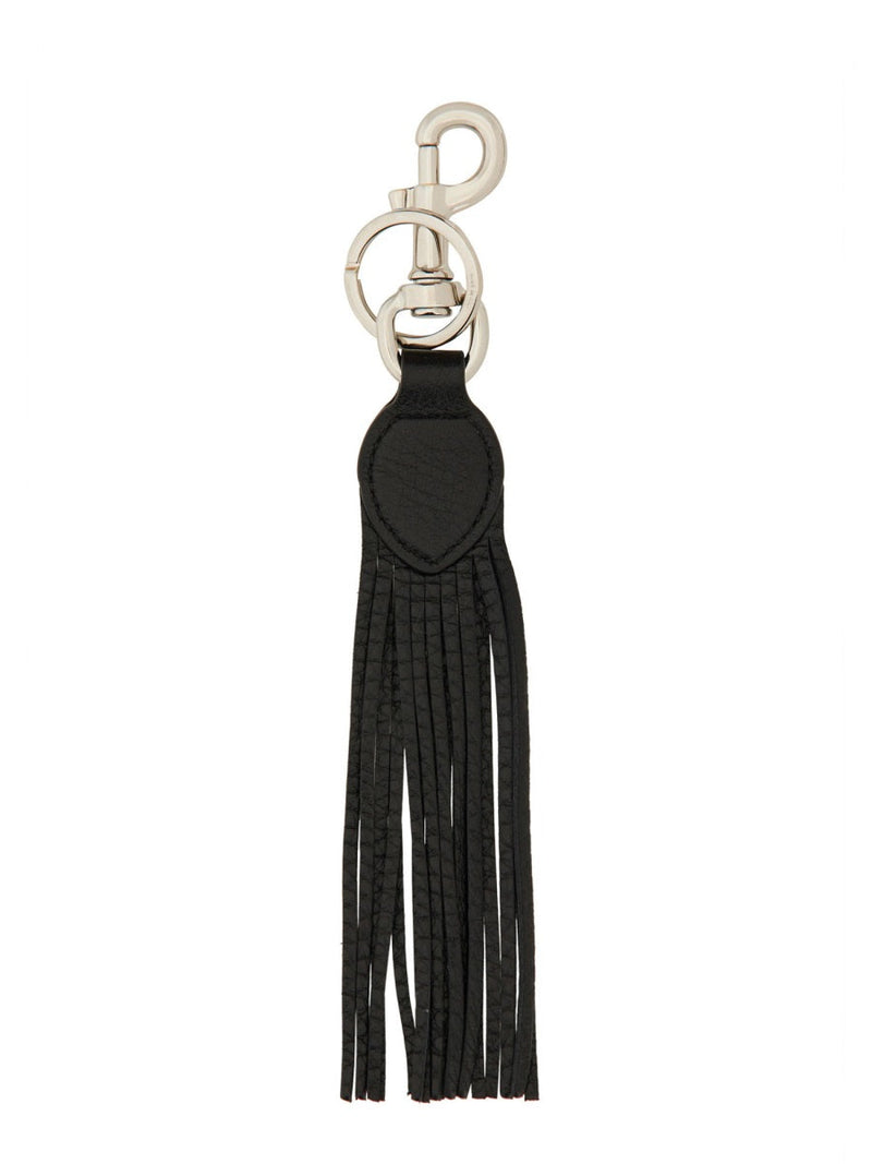 Valentino Garavani Vlogo Signature Leather Key Case — Black Keychains