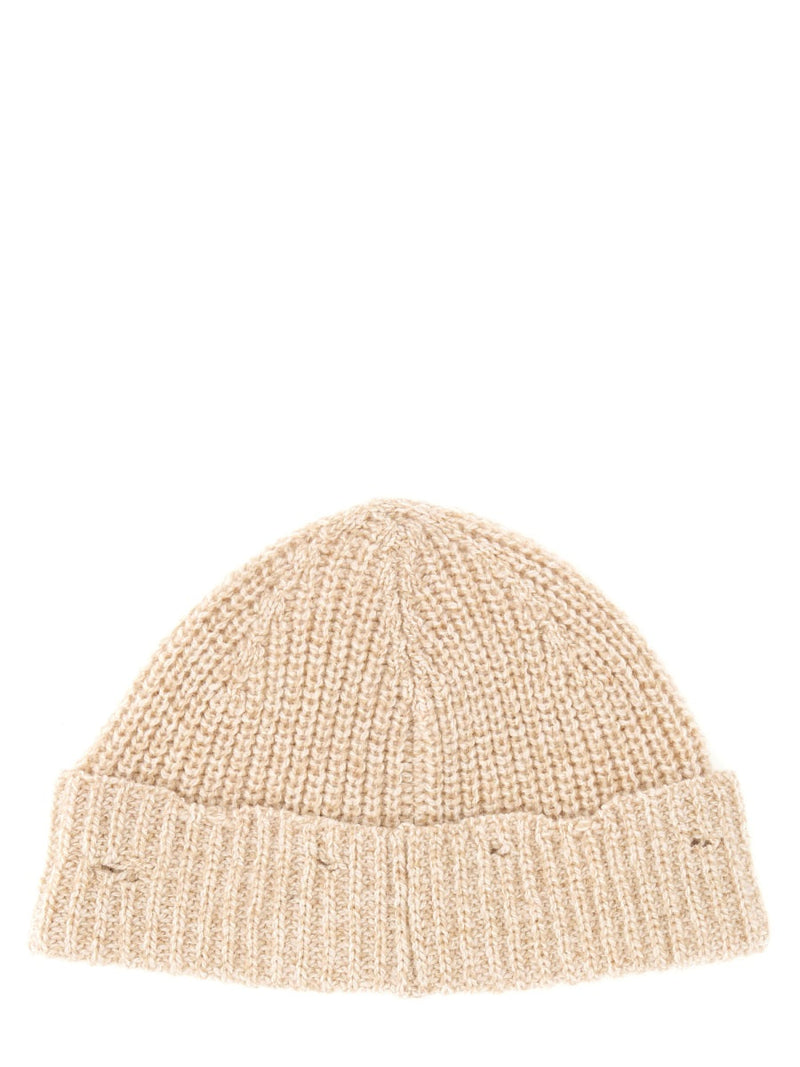 Marni Clmc0173q0_ufh30100w23 Mending Embroidery Beanie — Beige Virgin Wool Knit Beanies
