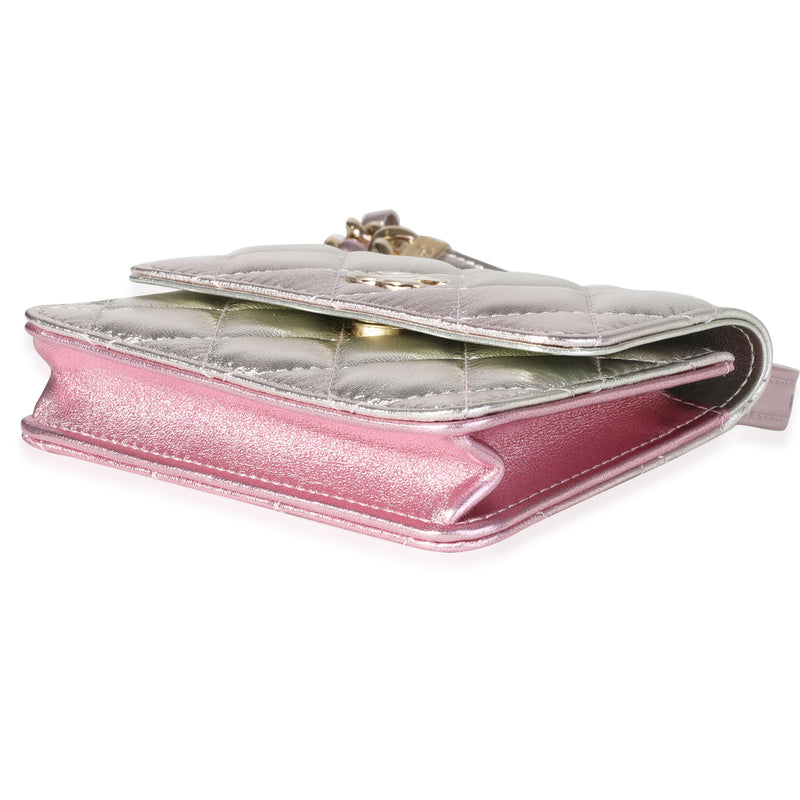 Chanel Metallic Ombre Quilted Lambskin Belt Bag Metallic; Pink; Silver Leather Handbag