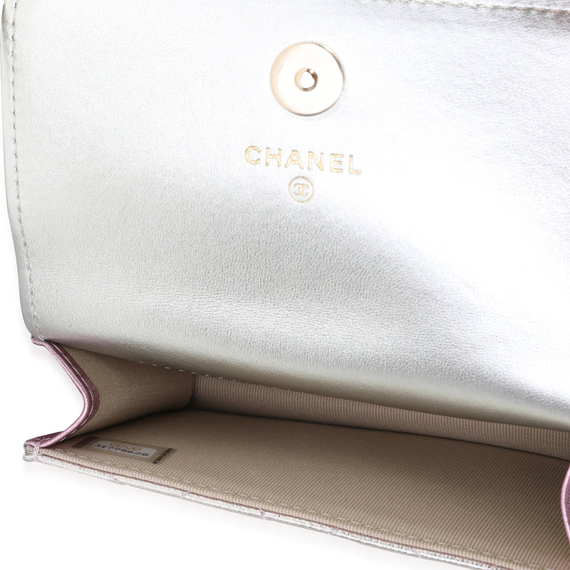 Chanel Metallic Ombre Quilted Lambskin Belt Bag Metallic; Pink; Silver Leather Handbag