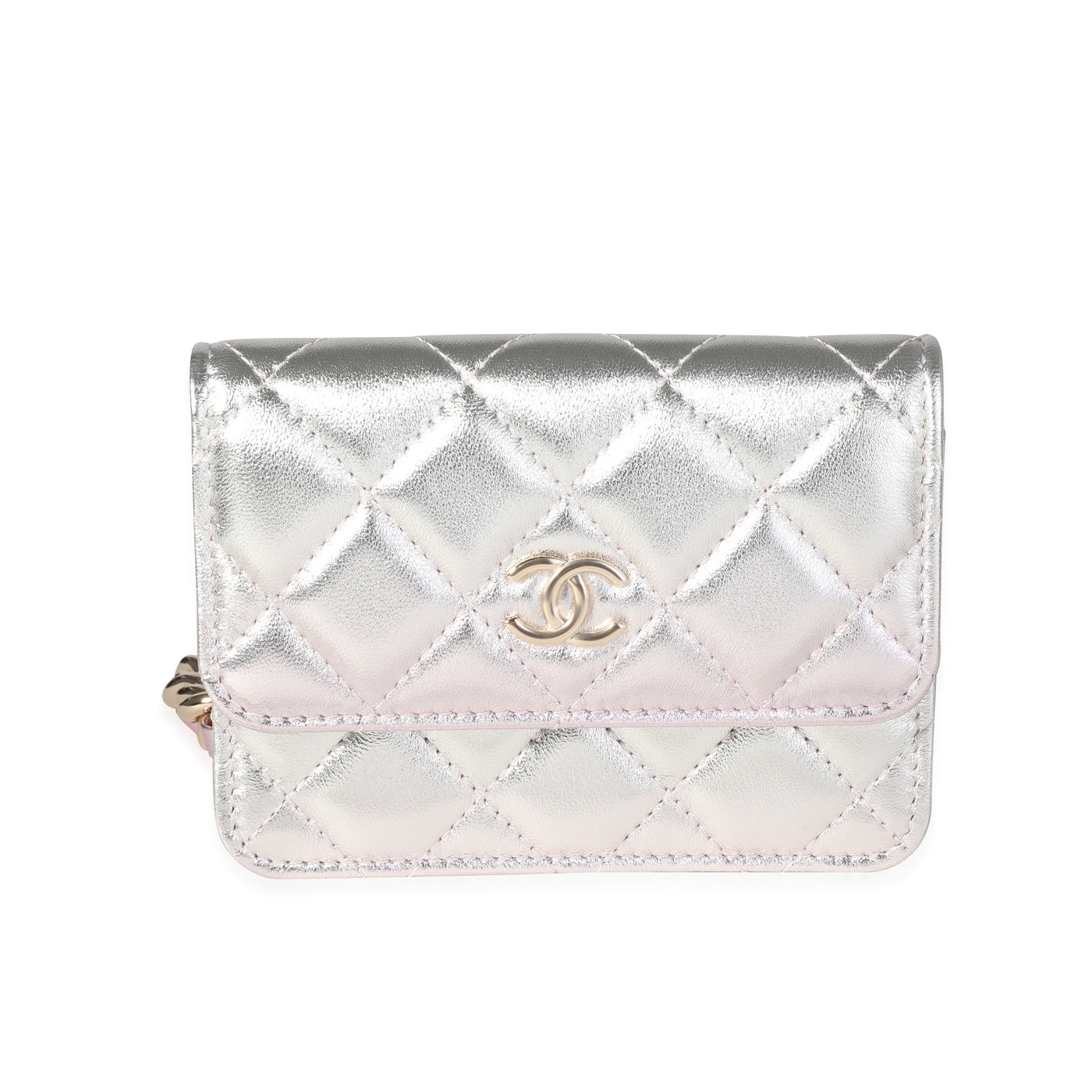 Chanel Metallic Ombre Quilted Lambskin Belt Bag Metallic; Pink; Silver Leather Handbag