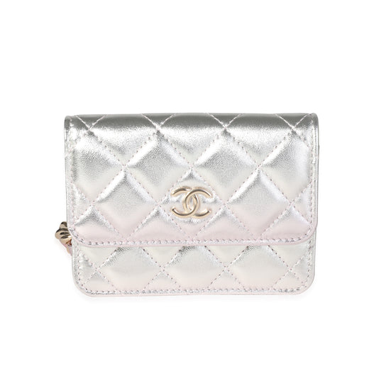 Chanel Metallic Ombre Quilted Lambskin Belt Bag Metallic; Pink; Silver Leather Handbag