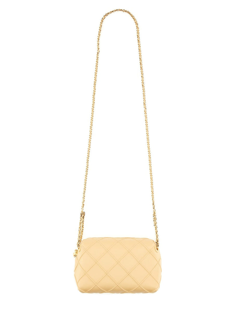 Tory Burch Quilted Lamb Leather Shoulder Bag — Beige