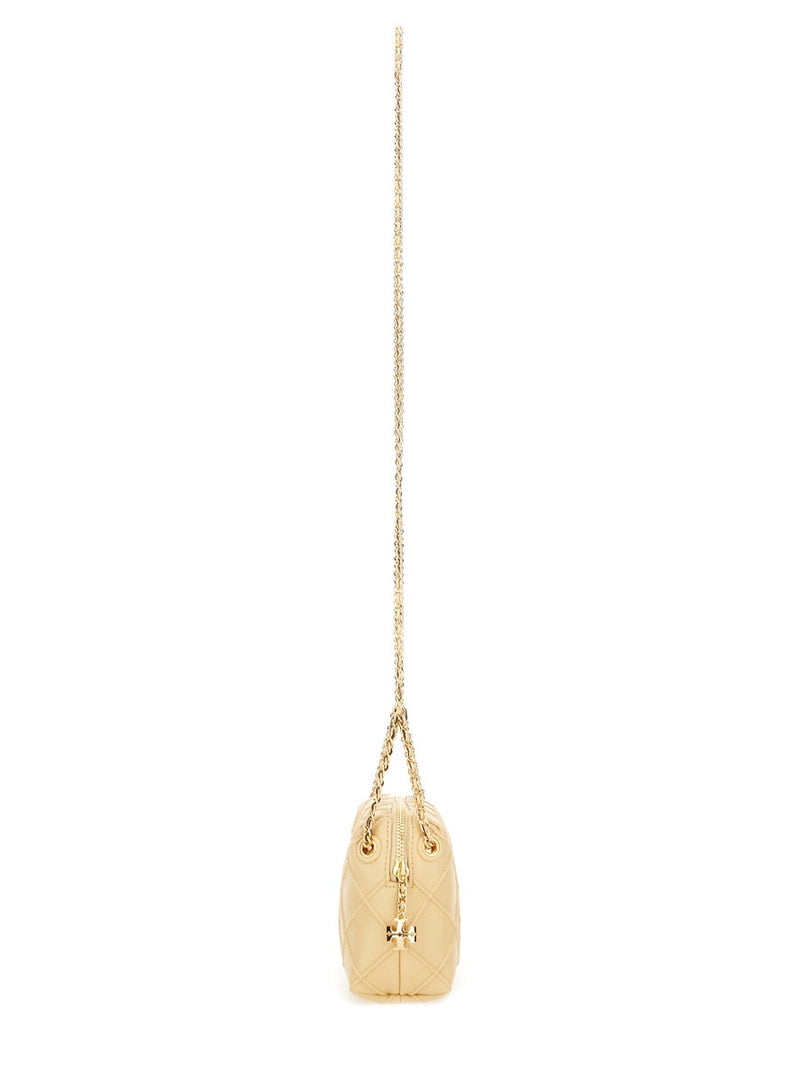Tory Burch Quilted Lamb Leather Shoulder Bag — Beige