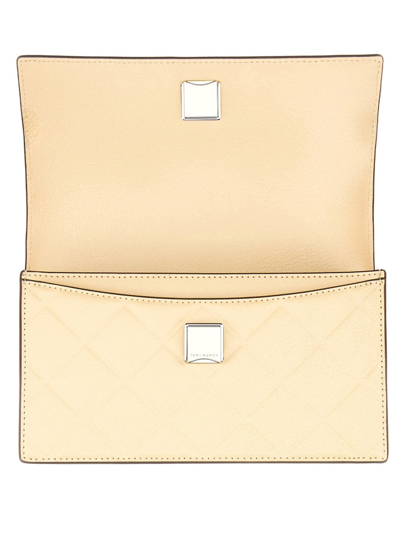 Tory Burch Fleming Small Shoulder Bag — Beige Goat Leather