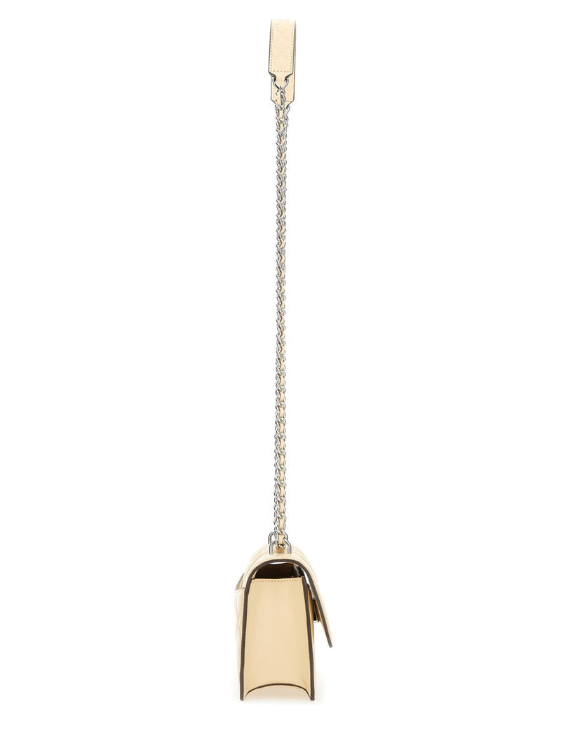 Tory Burch Fleming Small Shoulder Bag — Beige Goat Leather