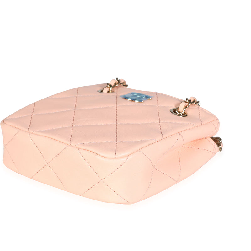 Chanel Pink Quilted Lambskin Tiny Shopping Bag Leather Handbag