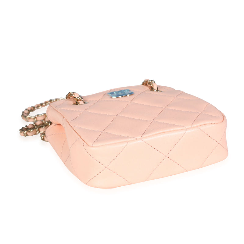 Chanel Pink Quilted Lambskin Tiny Shopping Bag Leather Handbag
