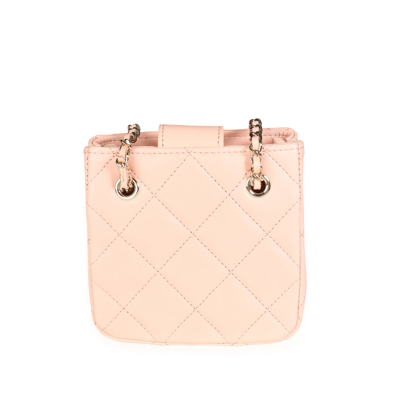 Chanel Pink Quilted Lambskin Tiny Shopping Bag Leather Handbag