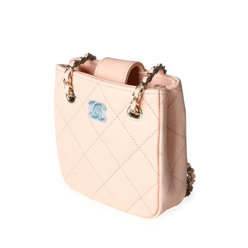 Chanel Pink Quilted Lambskin Tiny Shopping Bag Leather Handbag