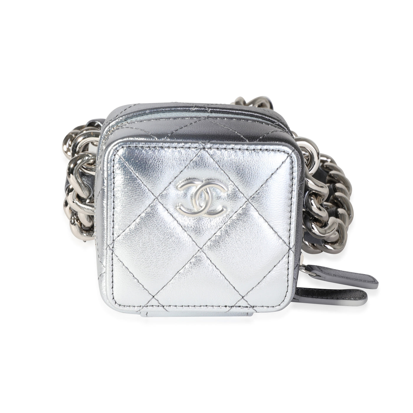 Chanel Metallic Lambskin Quilted Coco Punk Clutch With Chain Leather Handbag