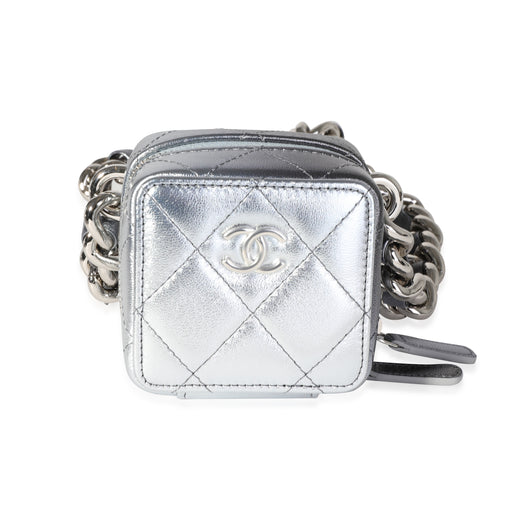 Chanel Metallic Lambskin Quilted Coco Punk Clutch With Chain Leather Handbag