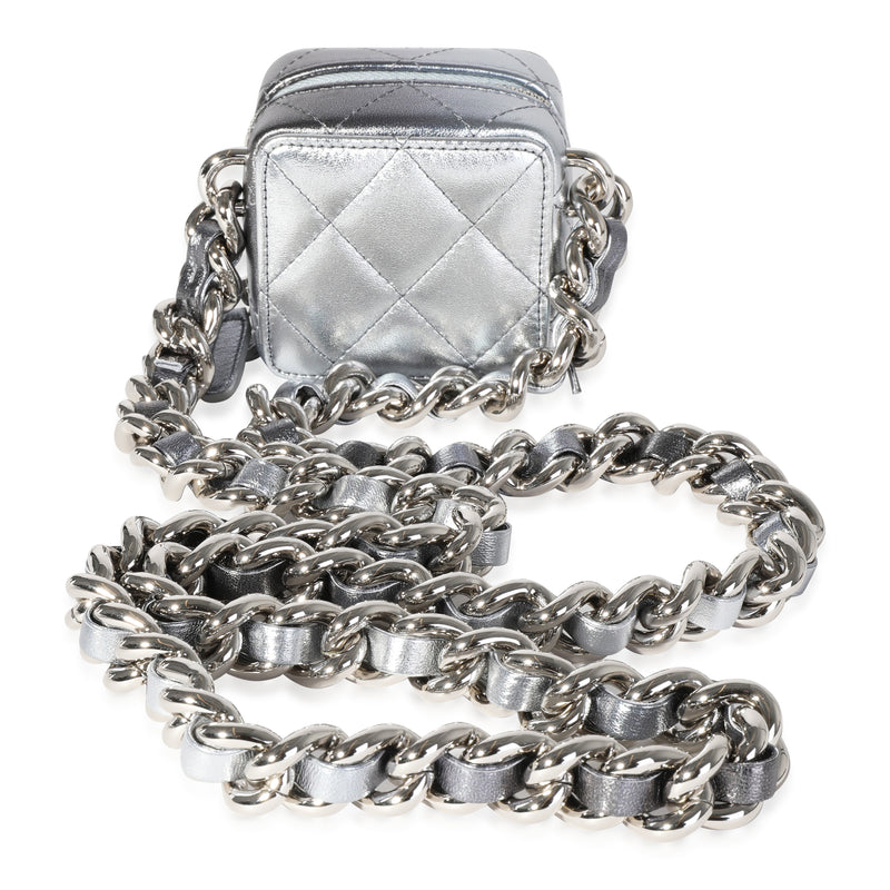 Chanel Metallic Lambskin Quilted Coco Punk Clutch With Chain Leather Handbag