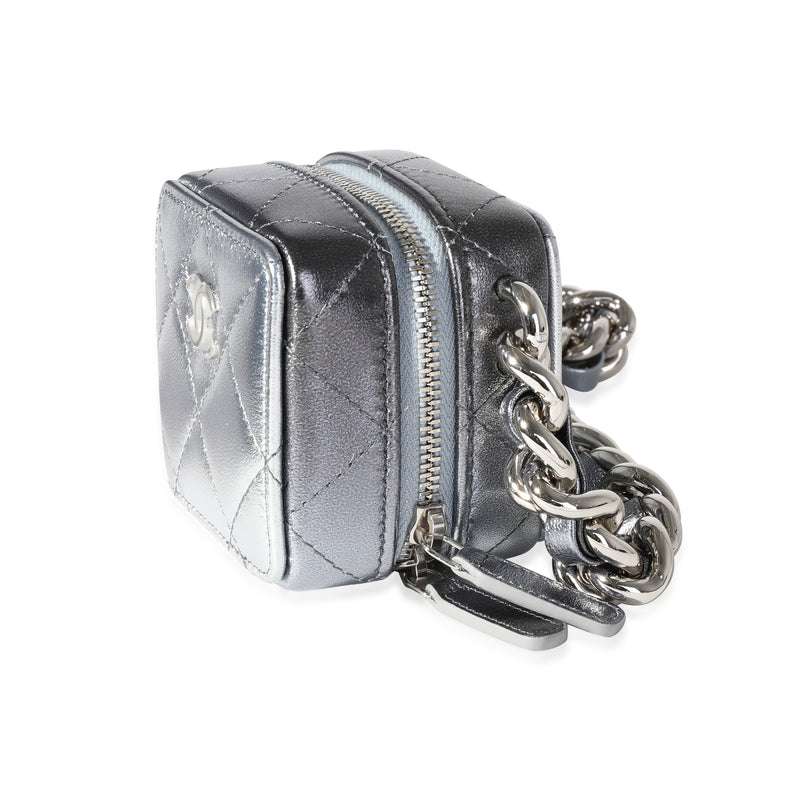 Chanel Metallic Lambskin Quilted Coco Punk Clutch With Chain Leather Handbag