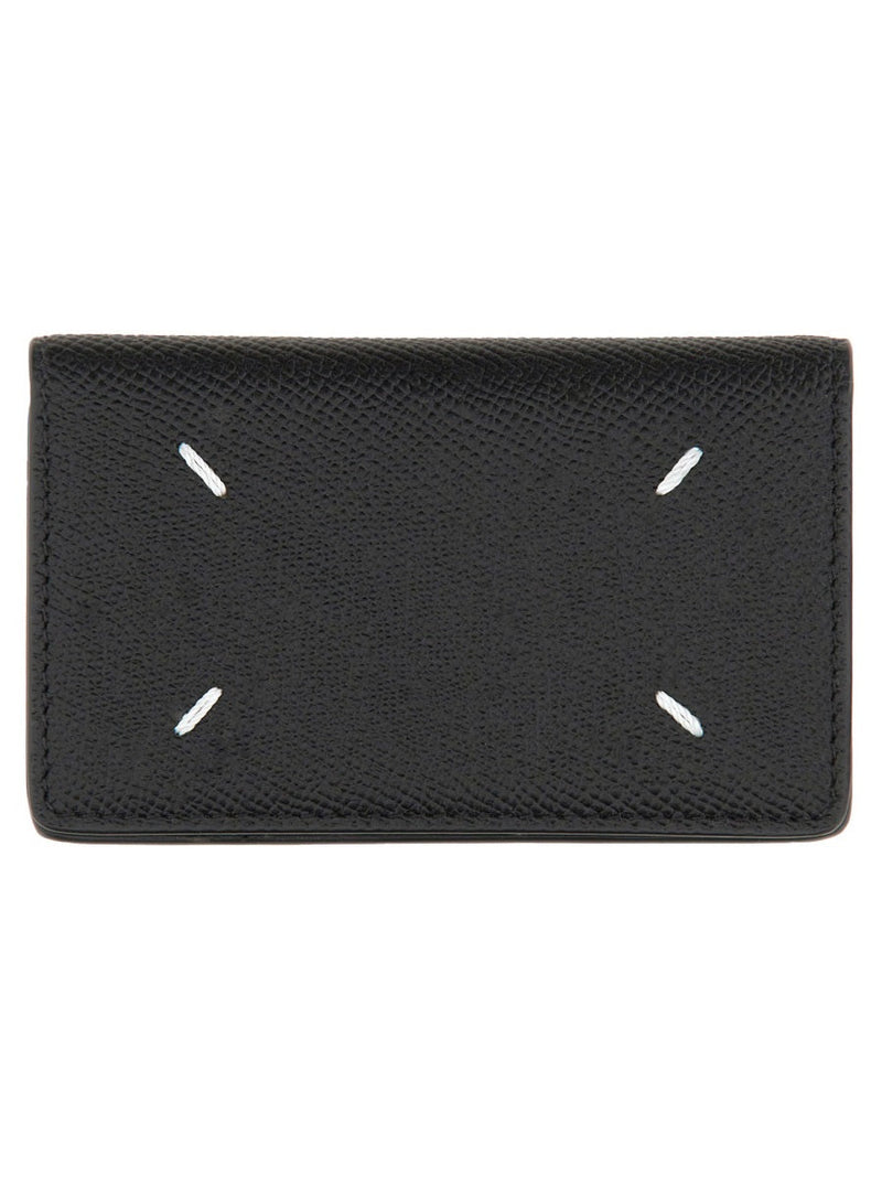 Maison Margiela Four Stitches Card Case — Black Leather Wallets & Purses