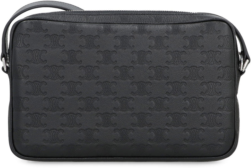 Celine Monogram-Embossed Calfskin Shoulder Bag — Black