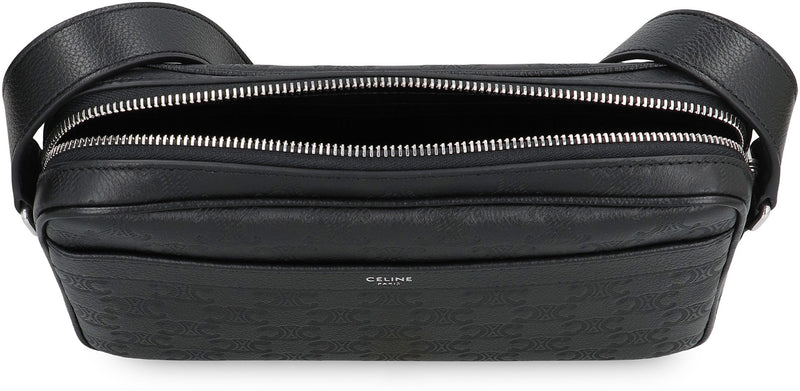 Celine Monogram-Embossed Calfskin Shoulder Bag — Black