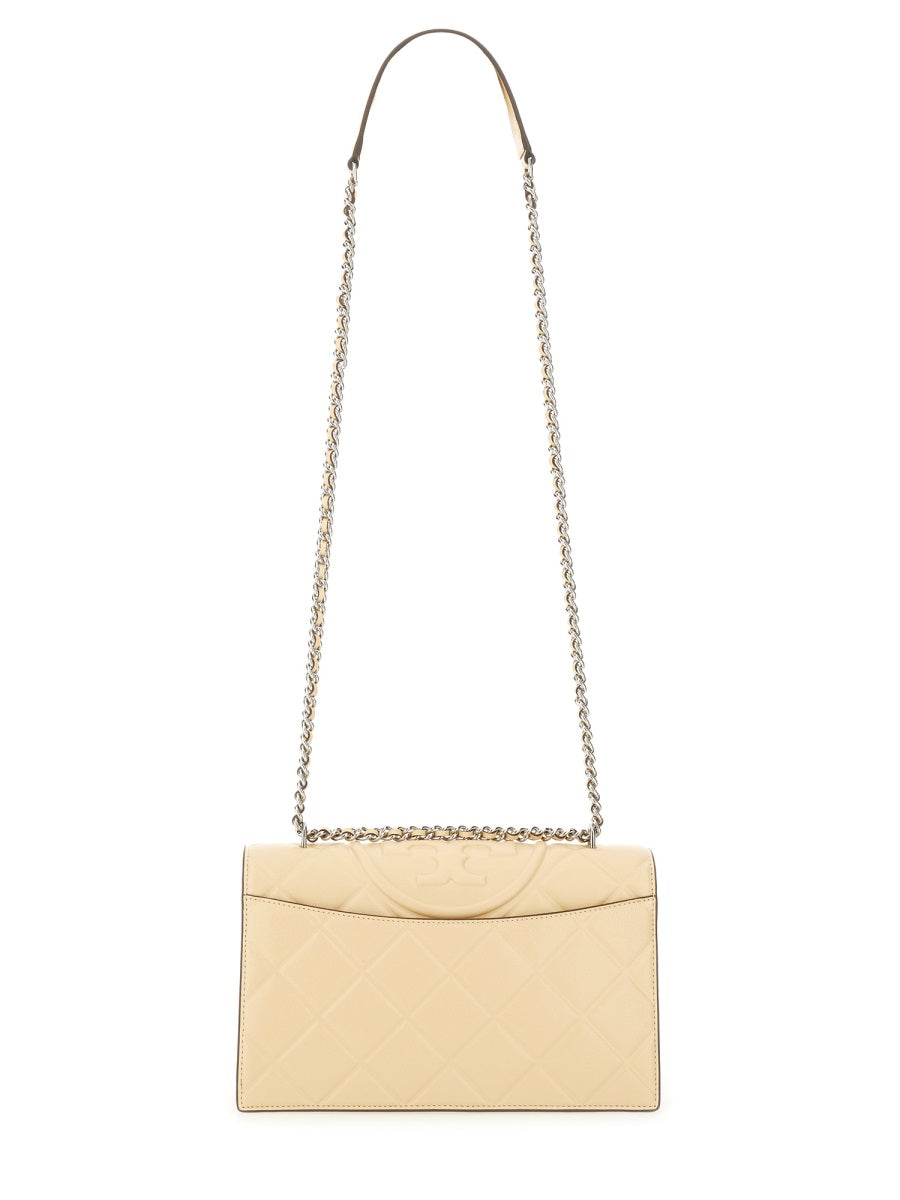 Tory Burch Fleming Shoulder Bag — Beige Goat Leather