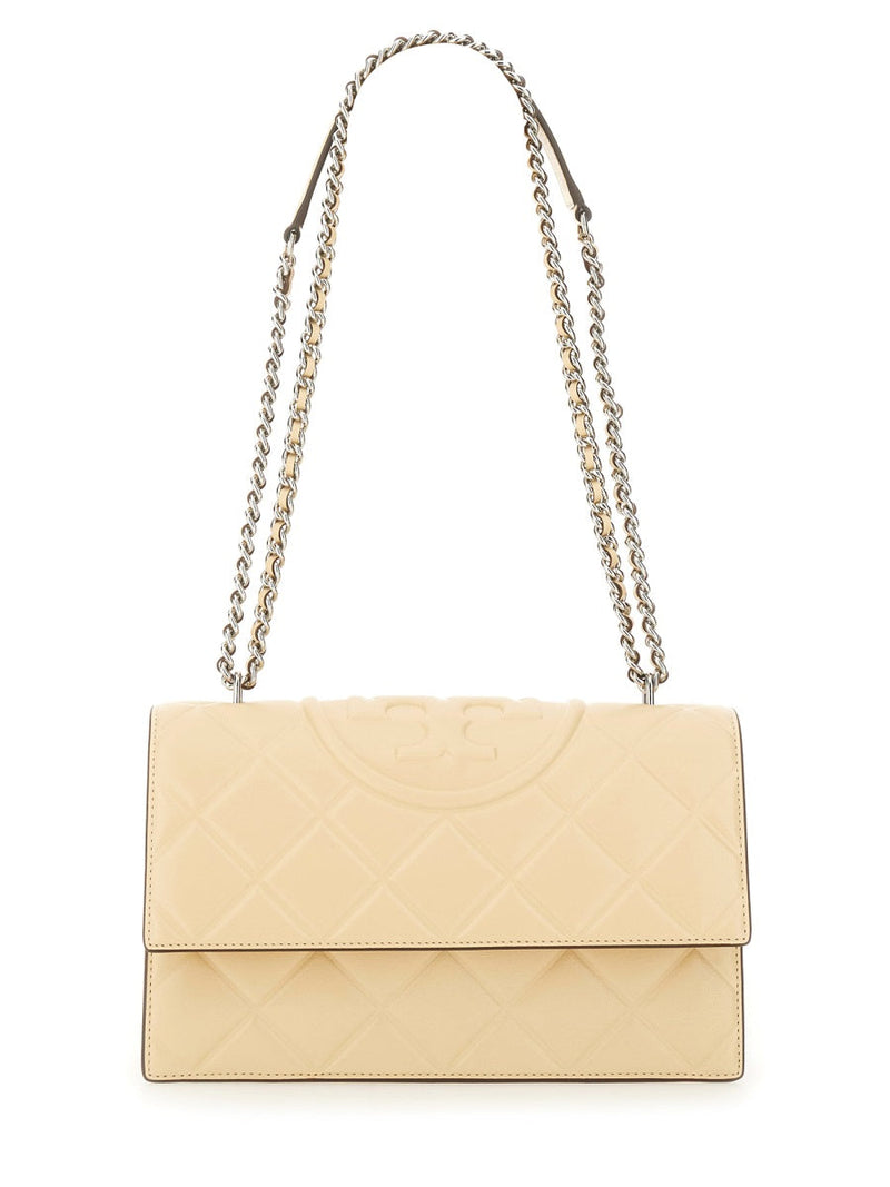 Tory Burch Fleming Shoulder Bag — Beige Goat Leather