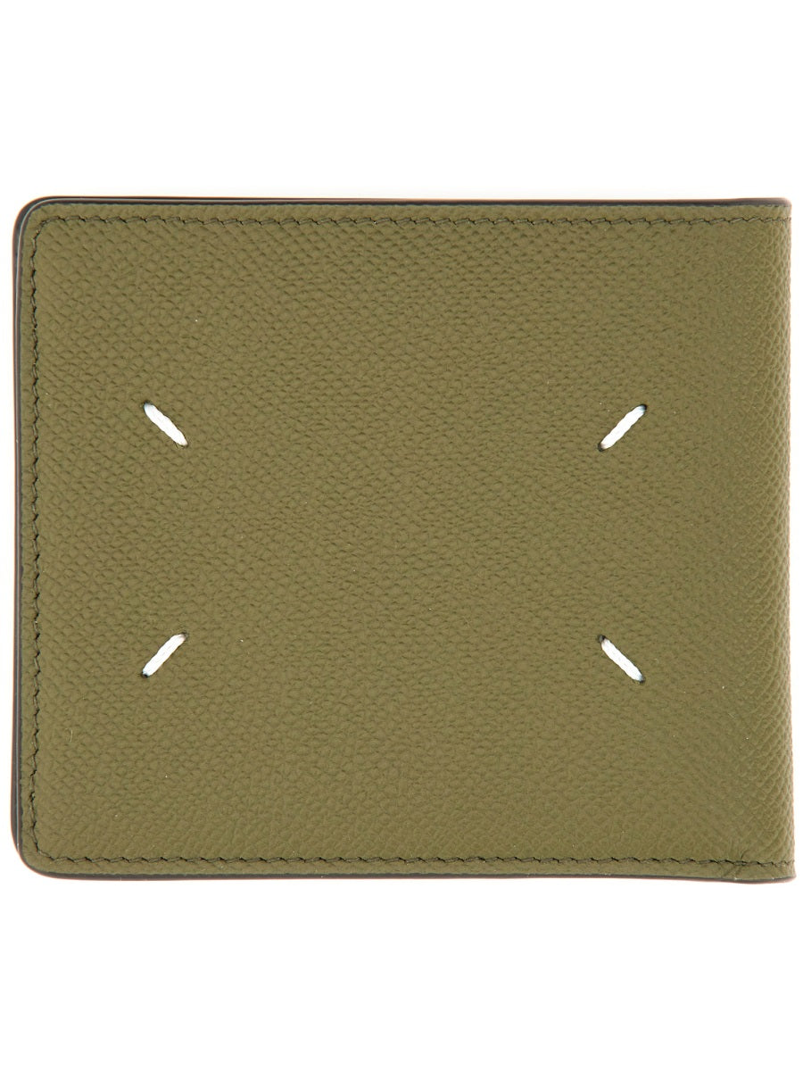 Maison Margiela Bi-Fold Four Stitches Wallet — Green Leather & Purses