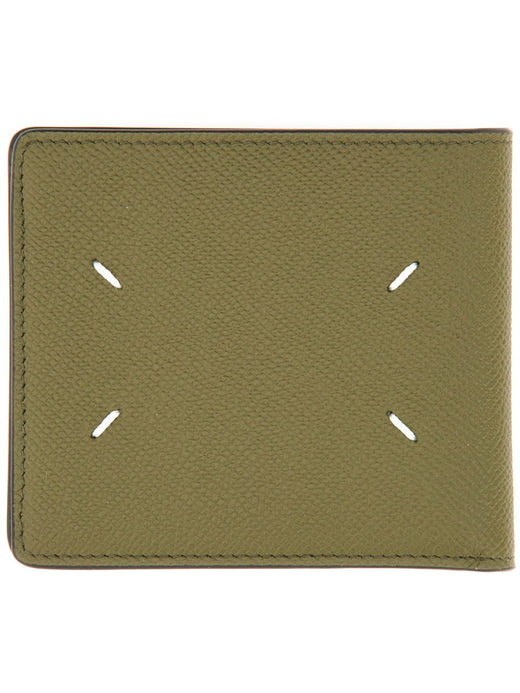 Maison Margiela Bi-Fold Four Stitches Wallet — Green Leather & Purses