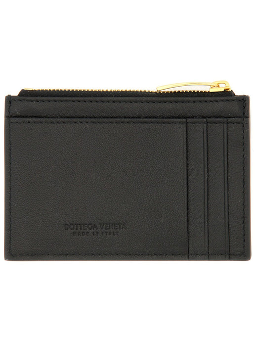 Bottega Veneta Woven Lambskin Card Case — Black Lamb Skin Wallets & Purses
