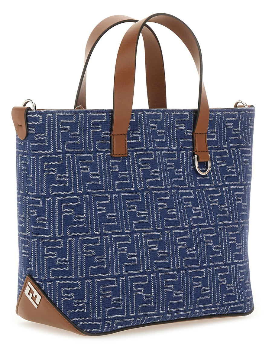 Fendi Ff Shoulder Bag — Blue Cotton