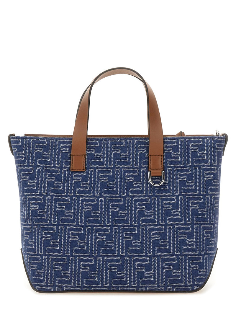 Fendi Ff Shoulder Bag — Blue Cotton