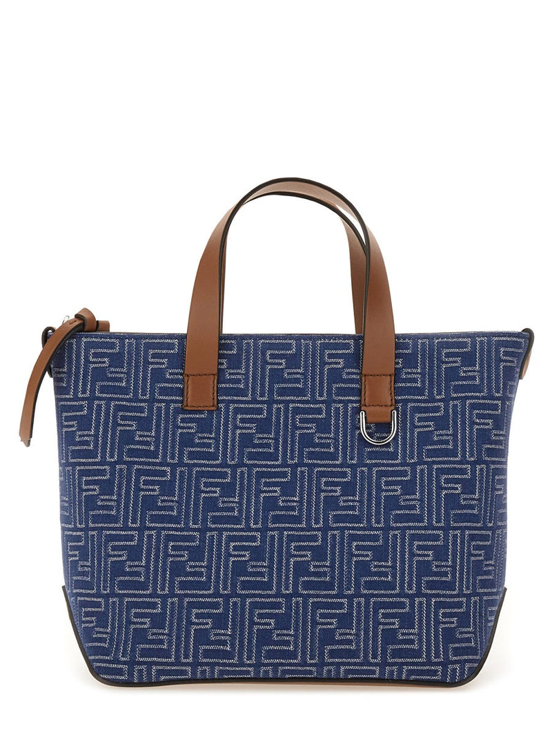 Fendi Ff Shoulder Bag — Blue Cotton
