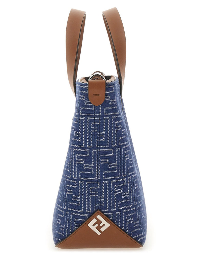 Fendi Ff Shoulder Bag — Blue Cotton