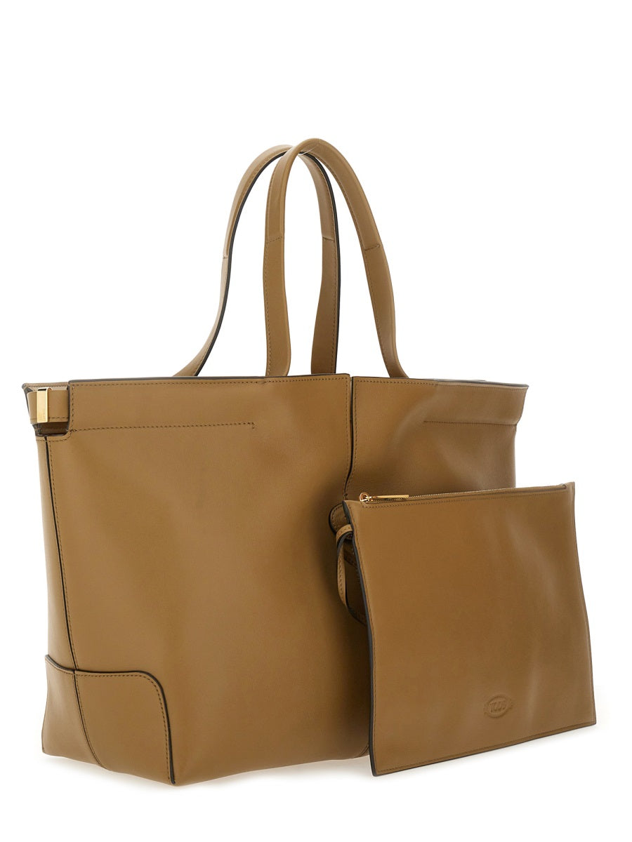 Tods Italian Leather Shoulder Bag — Brown Null