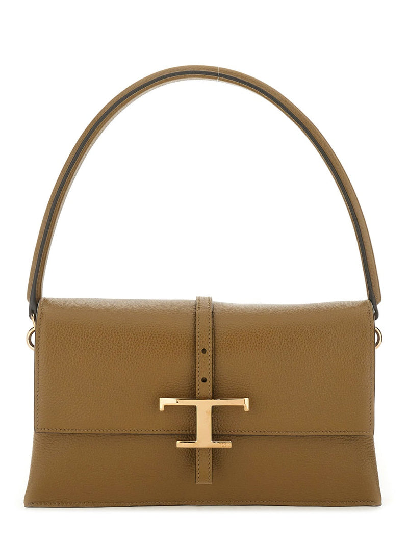 Tods T Timeless Shoulder Bag — Brown Calfskin