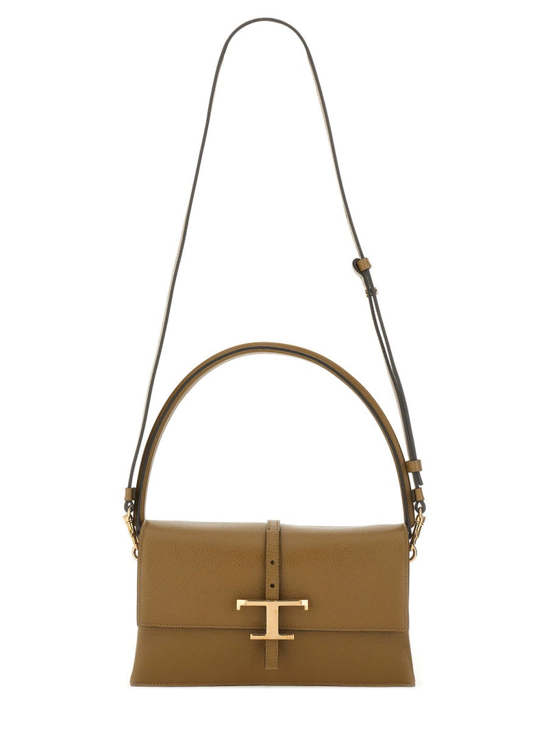 Tods T Timeless Shoulder Bag — Brown Calfskin