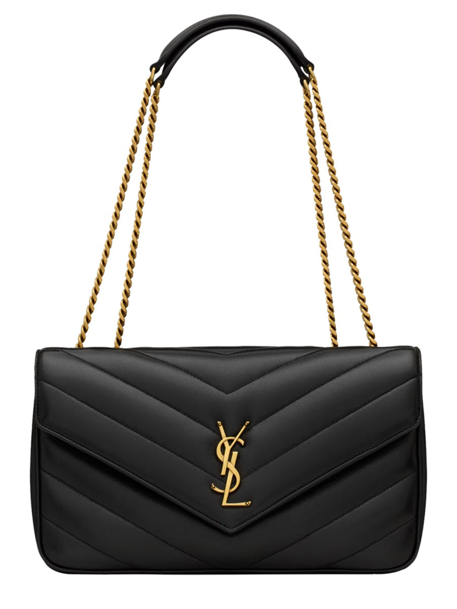 Saint Laurent Loulou Shoulder Bag — Black Lamb Leather