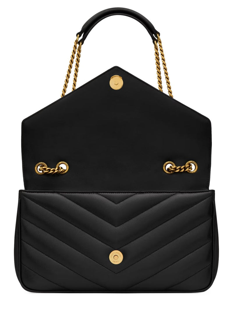 Saint Laurent Loulou Shoulder Bag — Black Lamb Leather