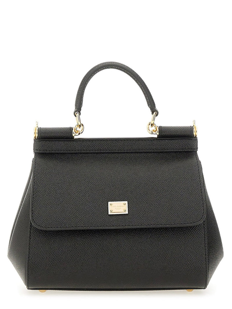 Dolce & Gabbana Sicily Shoulder Bag — Black Leather