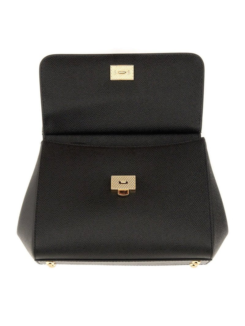Dolce & Gabbana Sicily Shoulder Bag — Black Leather
