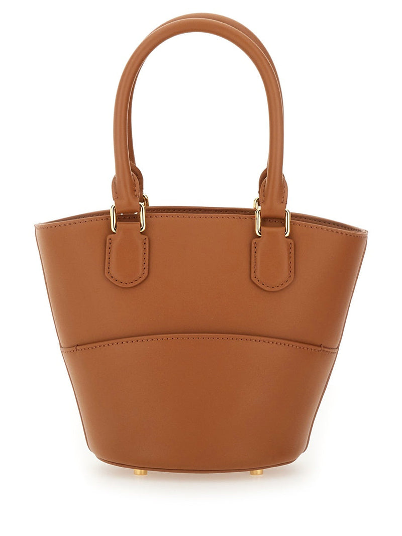 Self-Portrait Leather With Charm Detail Tote Bag — Beige Outer Cow