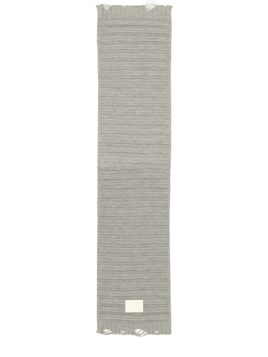Mm6 Maison Margiela Virgin Wool & Acrylic Blend Scarf — Gray Scarfs